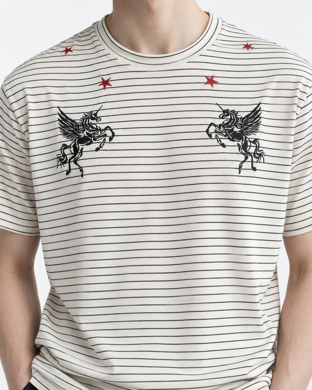 Pegasus Embroidered Pinstripe T-Shirt