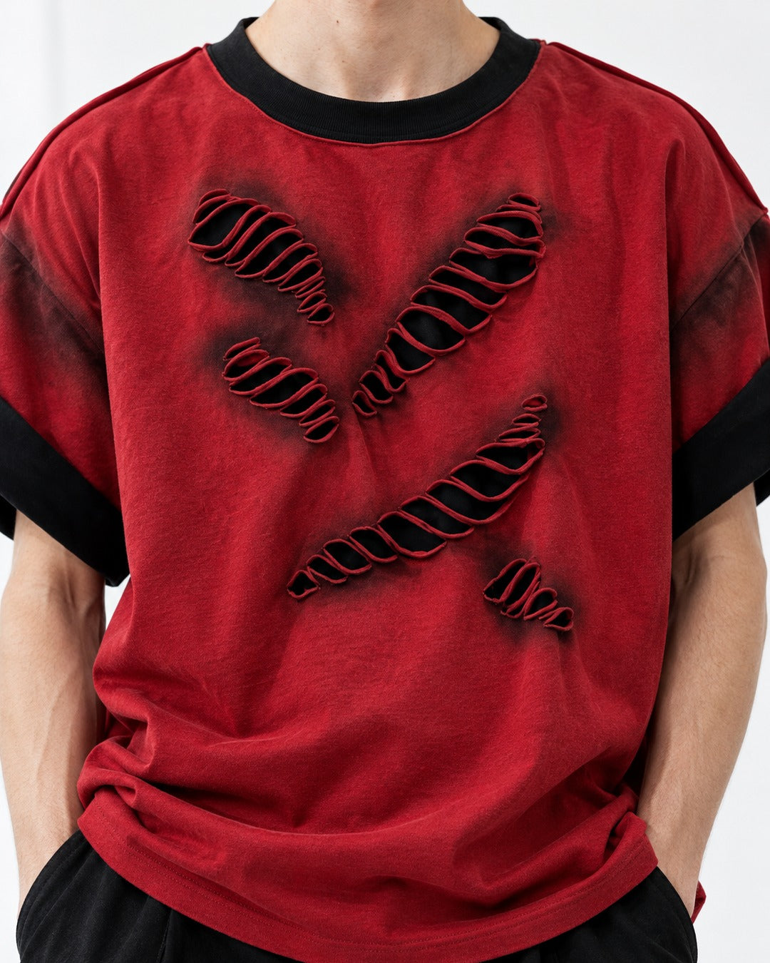 Slashed Colorblock Oversized Tee