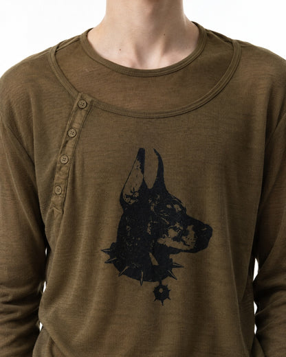 Doberman Print Layered Sheer Top
