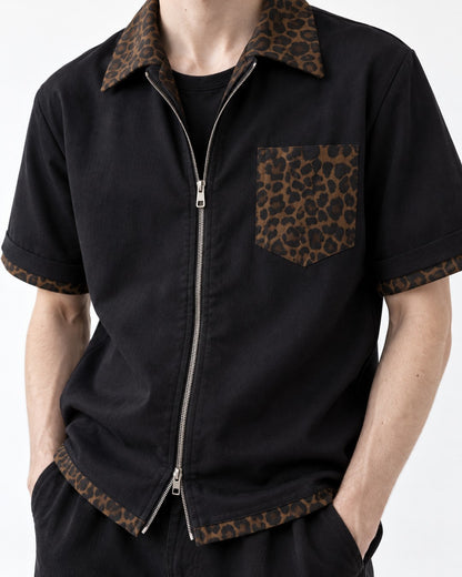 Leopard Pocket Zip Shirt