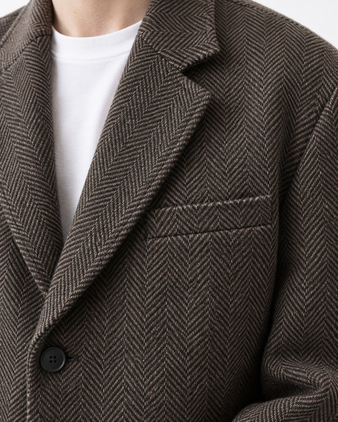 Herringbone Three-Button Blazer