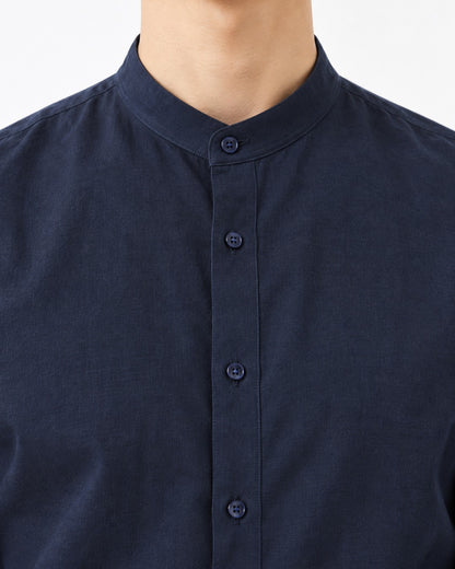 Band Collar Linen Cotton Shirt