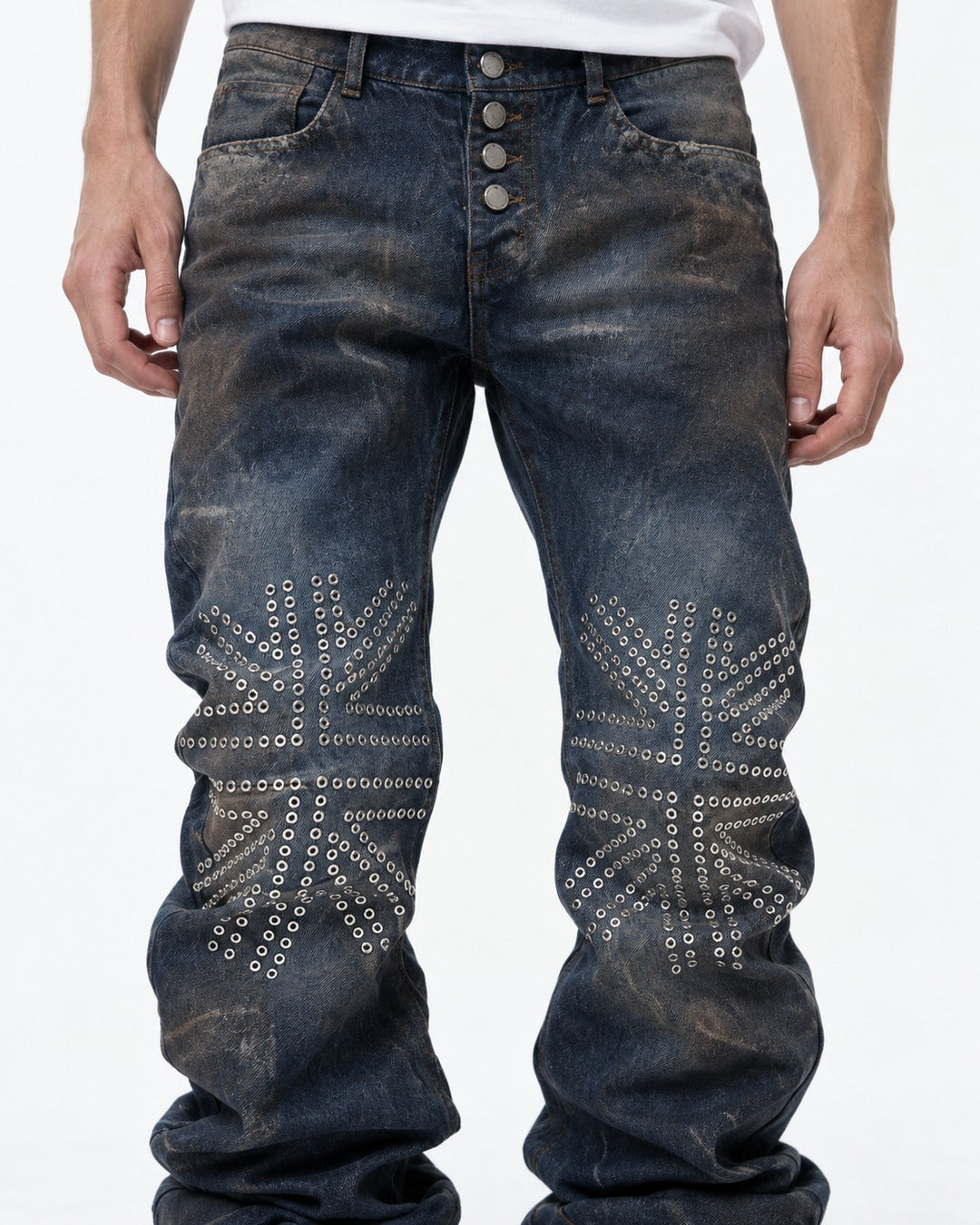Union Jack Studded Flared Jeans