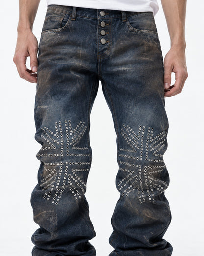 Union Jack Studded Flared Jeans