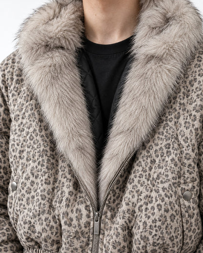 Leopard Print Hooded Jacket with Plush Collar