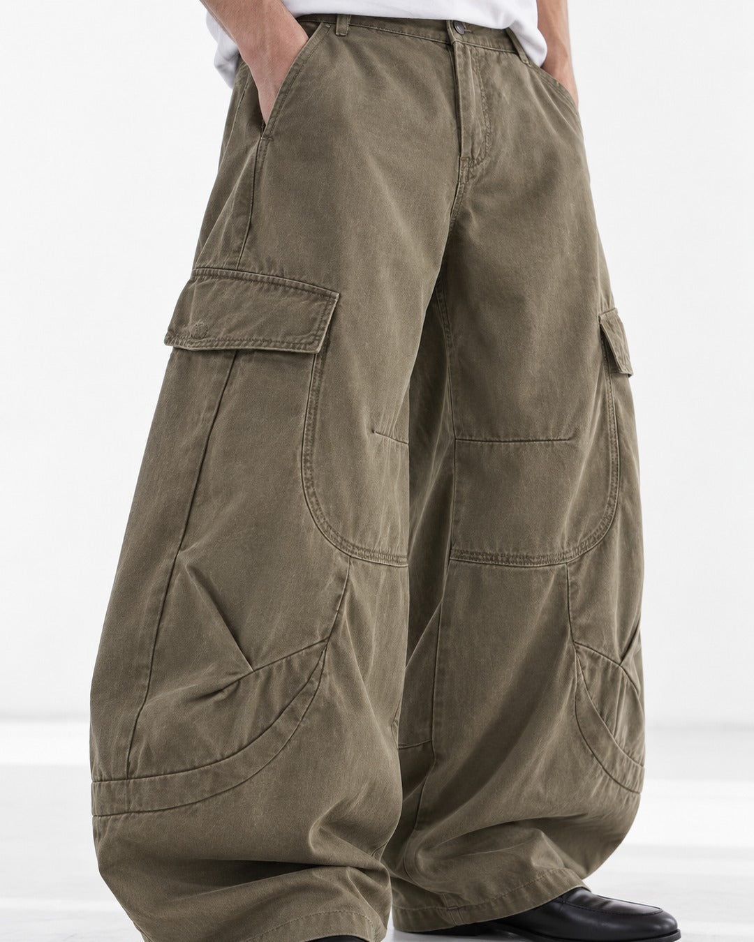 Curved Seam Balloon Cargo Pants