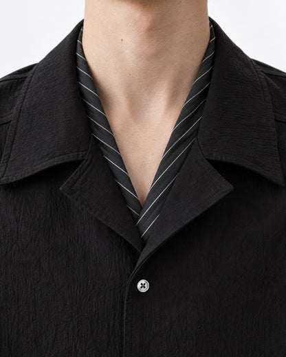 Layered-Collar Camp Shirt