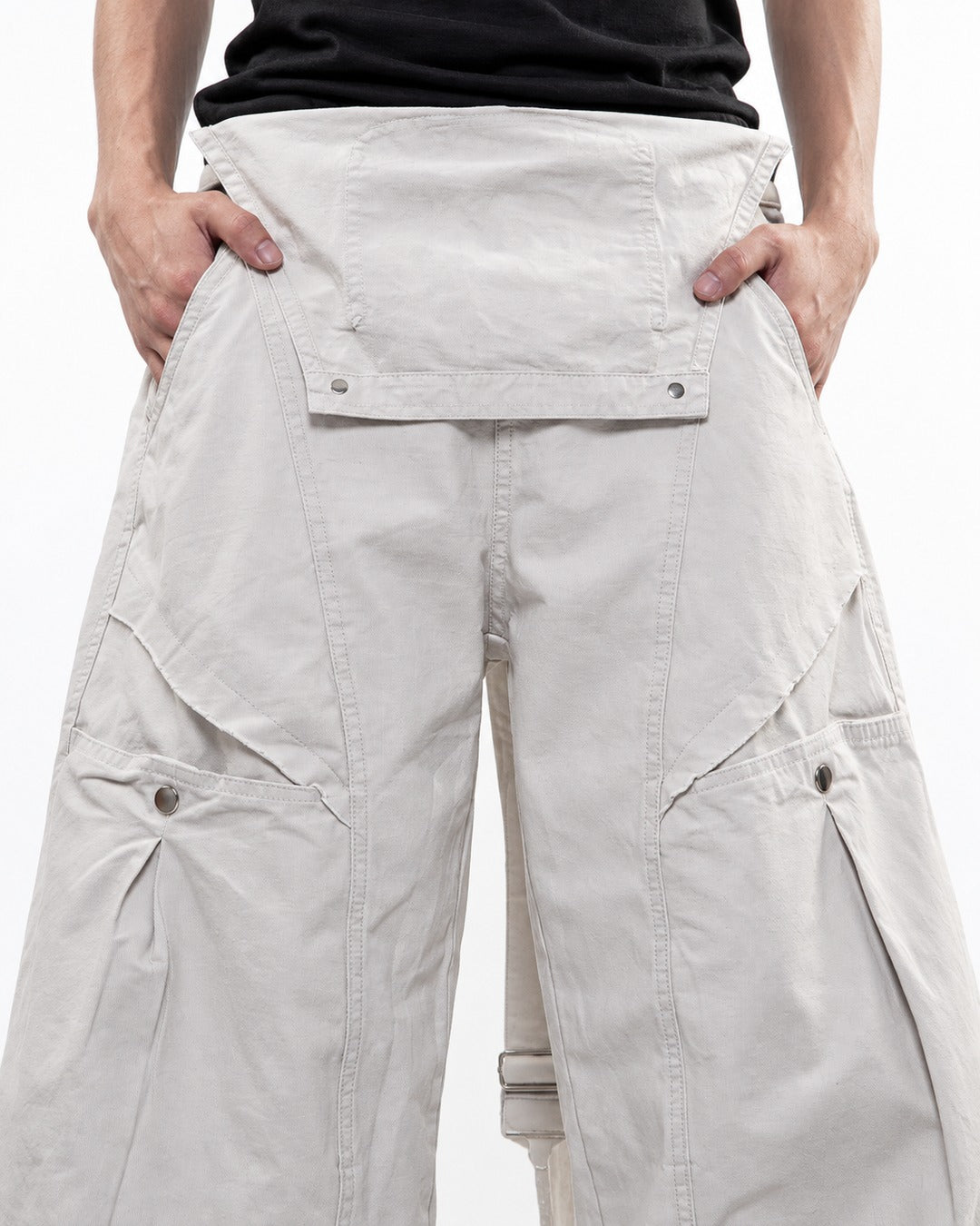 Wide-Leg Cargo Bib Pants