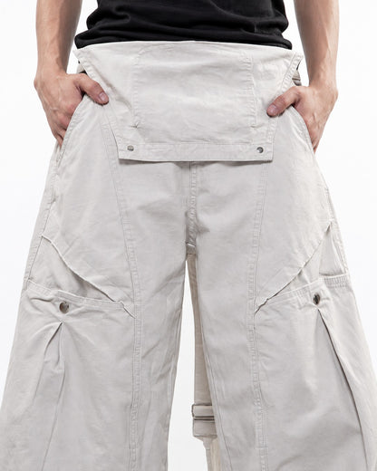 Wide-Leg Cargo Bib Pants