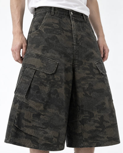 Camouflage Cargo Wide Shorts