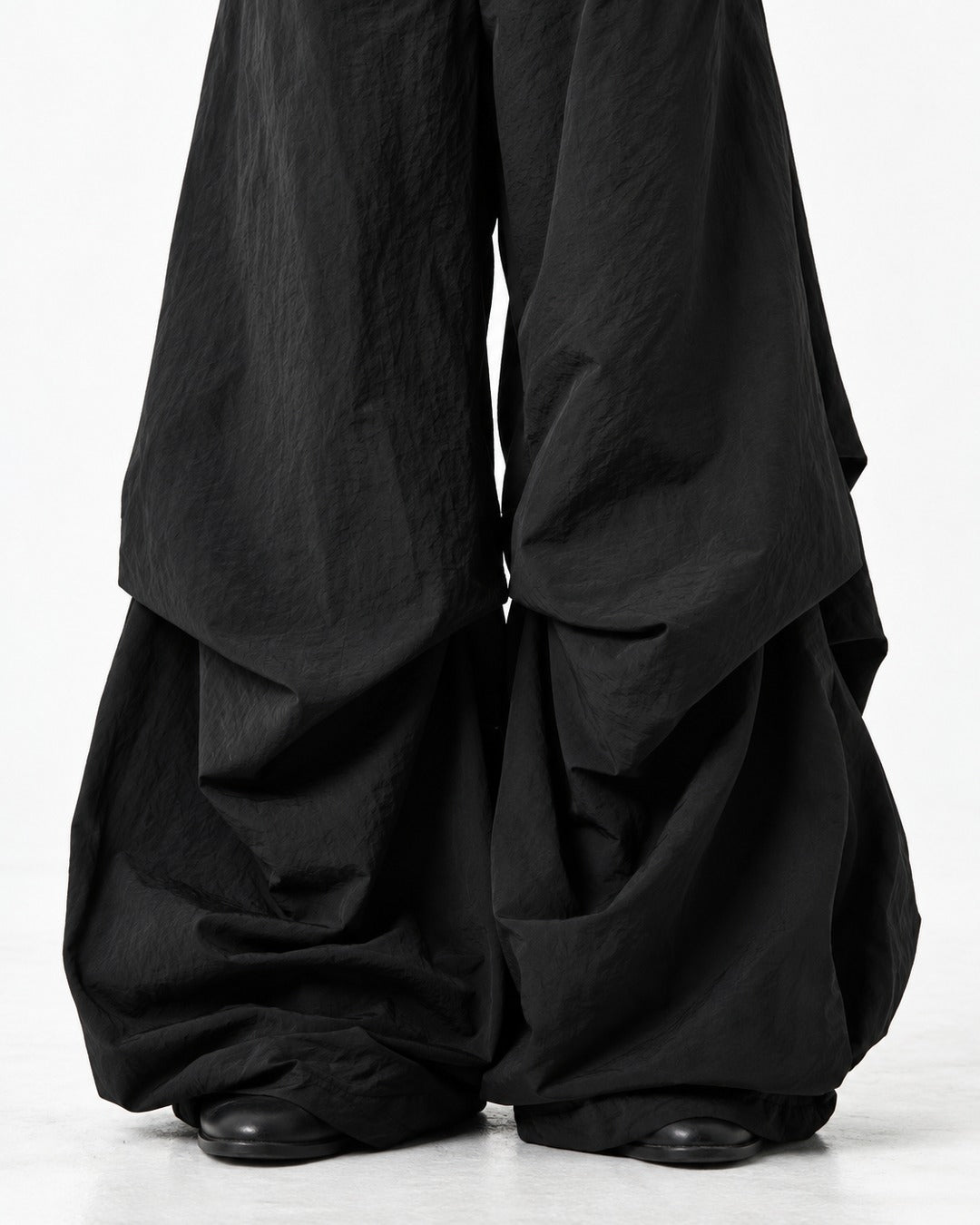 Gathered Wide-Leg Parachute Pants