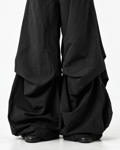 Gathered Wide-Leg Parachute Pants