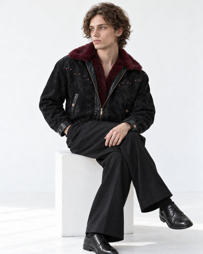 Fur Collar Embossed Jacket