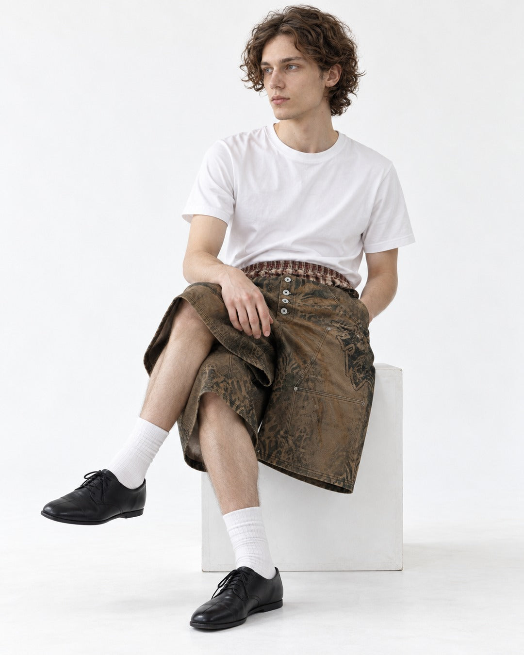 Faded Leopard Print Wide Shorts