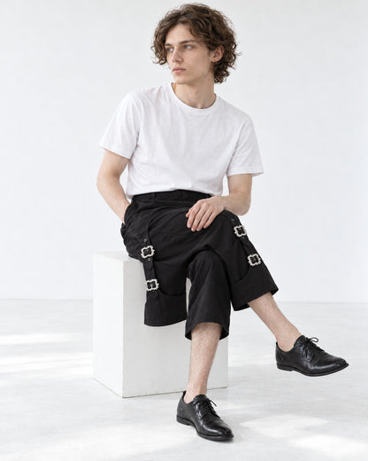 Buckle Strap Cropped Pants