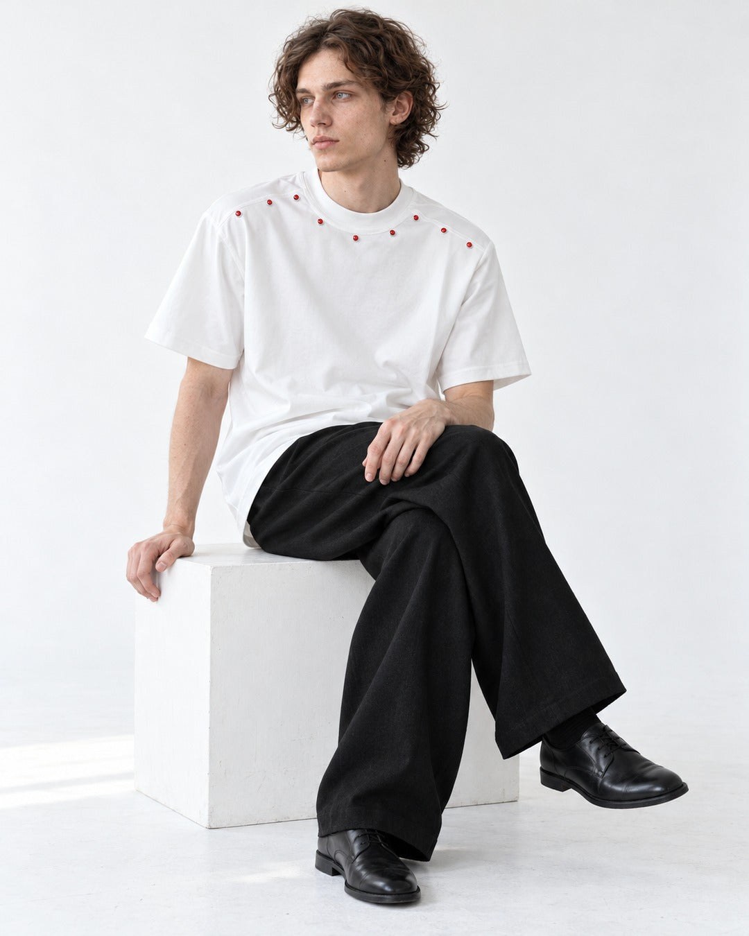 Red Gem Neckline T-Shirt