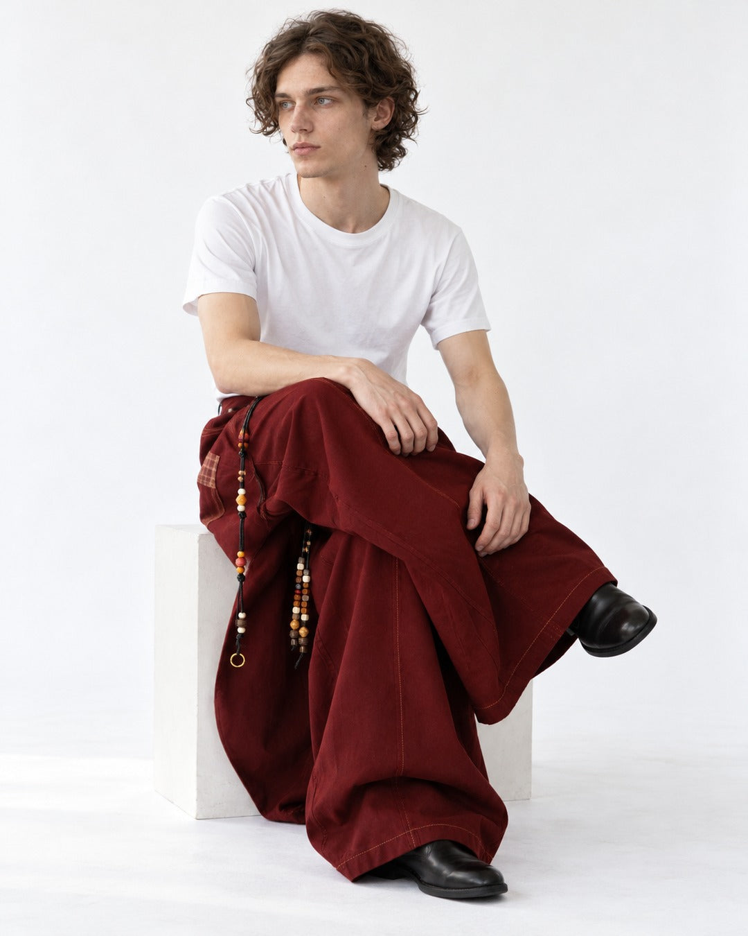 Wrap Front Wide-Leg Trousers