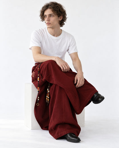 Wrap Front Wide-Leg Trousers