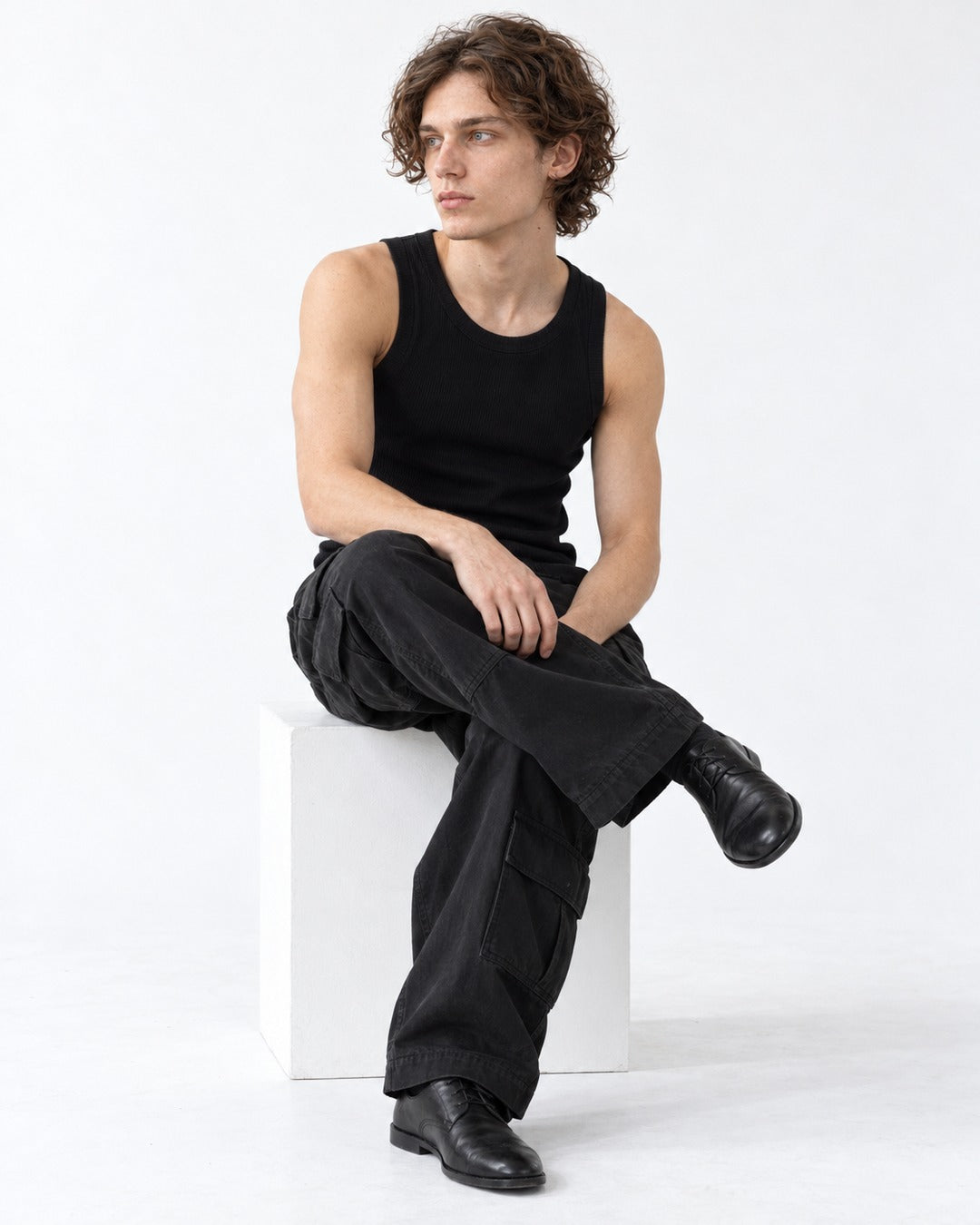 Ribbed Tank Top with Graphic Print