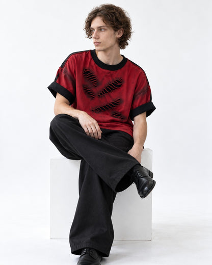 Slashed Colorblock Oversized Tee