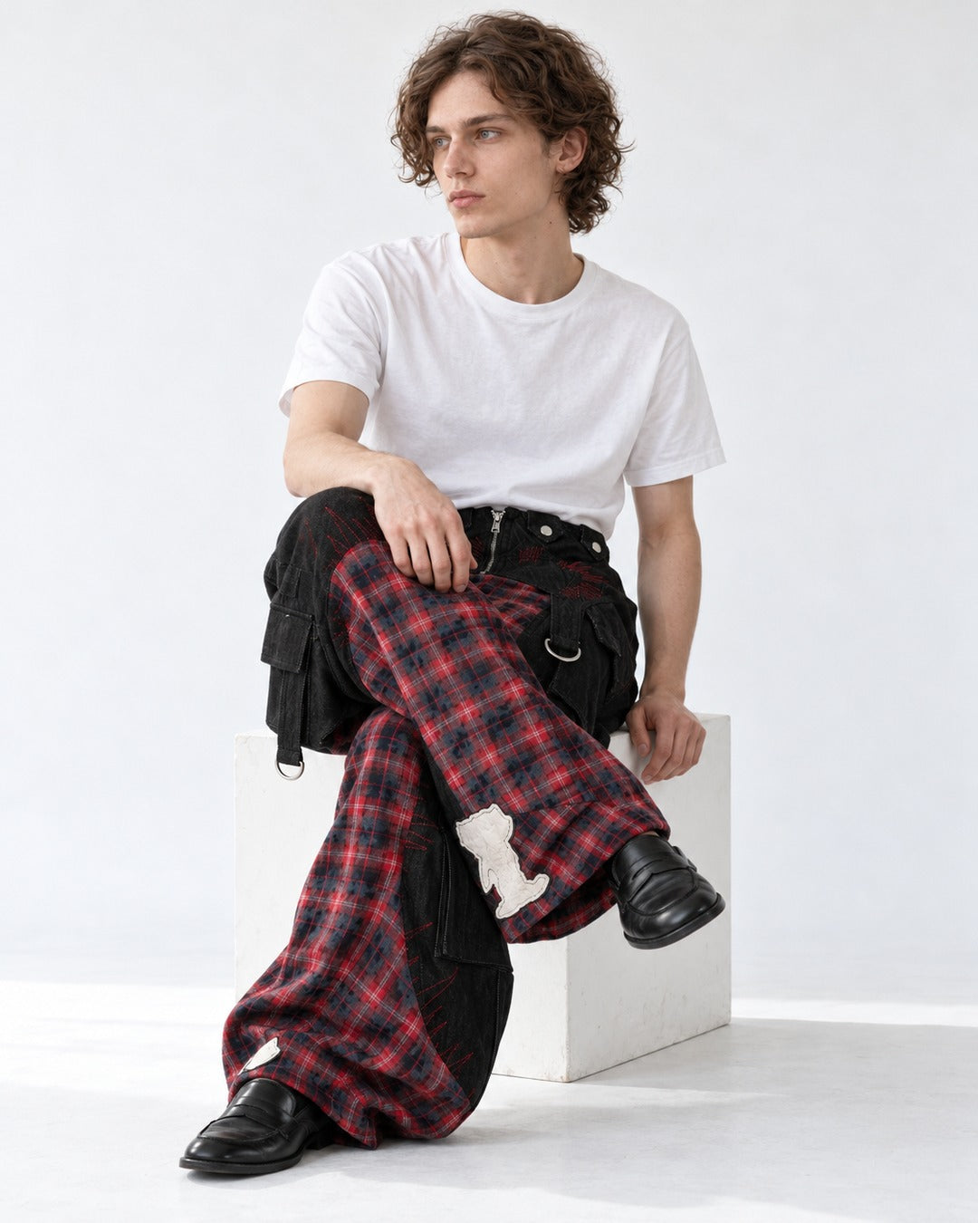Tartan Panel Patchwork Pants