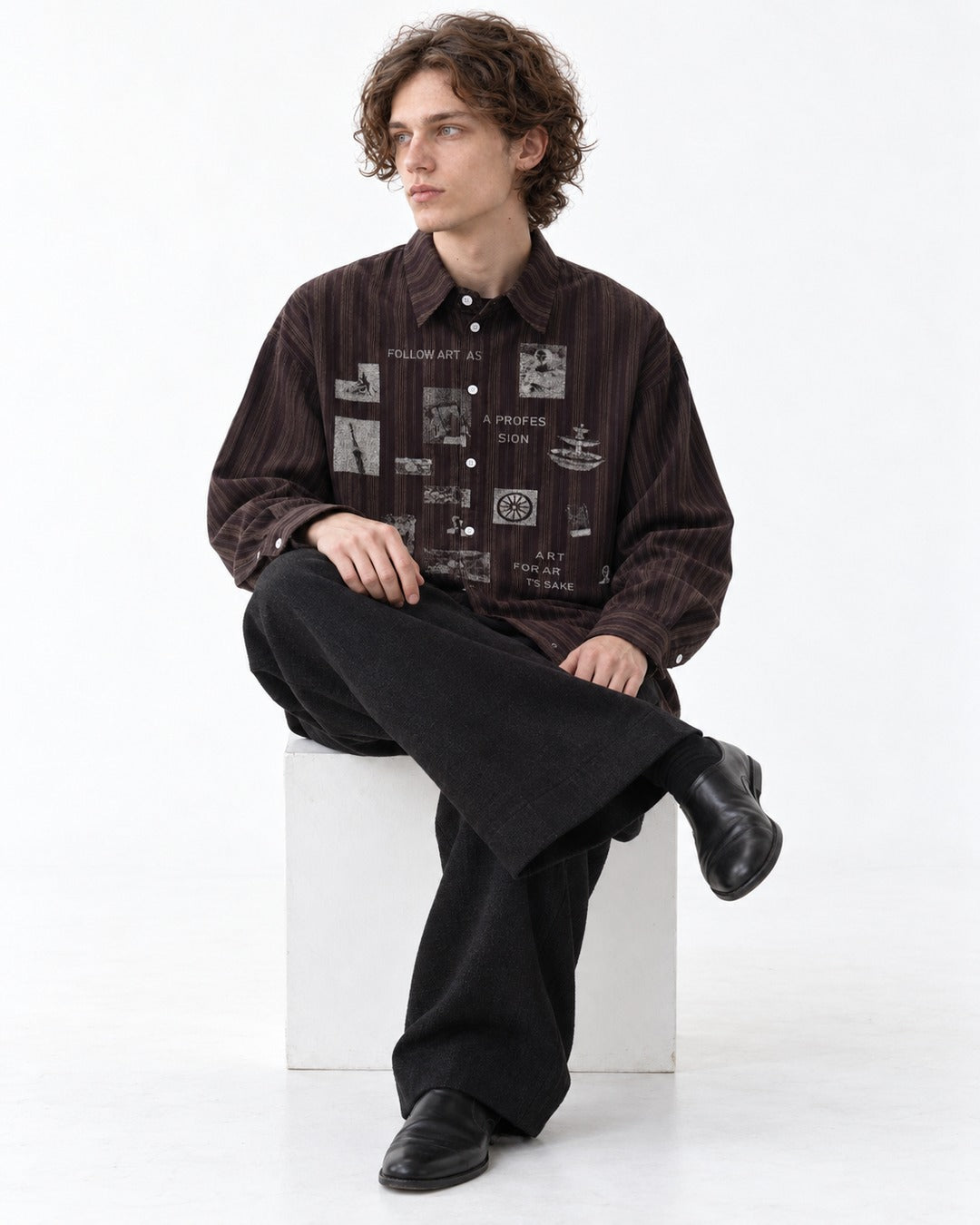 Striped Art-Collage Shirt