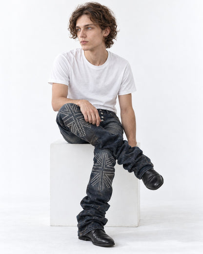 Union Jack Studded Flared Jeans