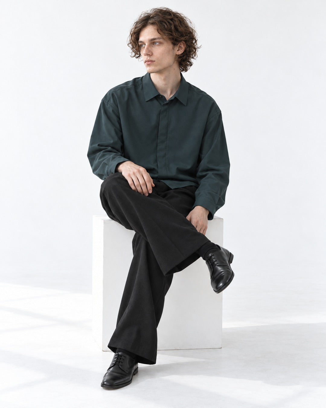 Hidden-Placket Relaxed Shirt