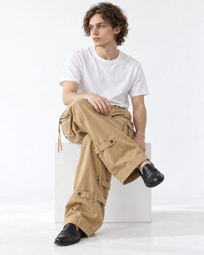Strap Detail Zip Pocket Cargo Pants