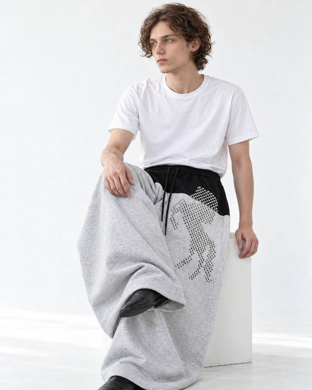 Studded Horse Wide Leg Sweatpants
