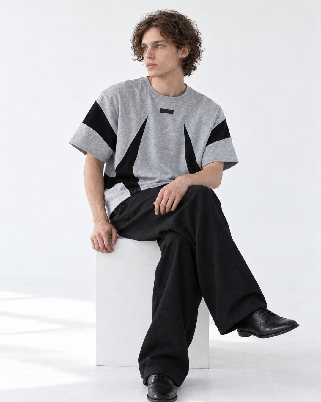Color-Block Panel Heather Tee