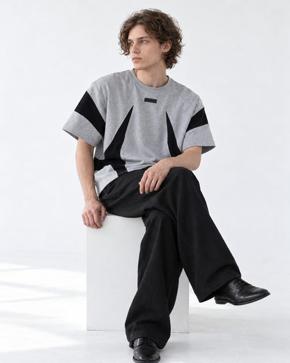 Color-Block Panel Heather Tee