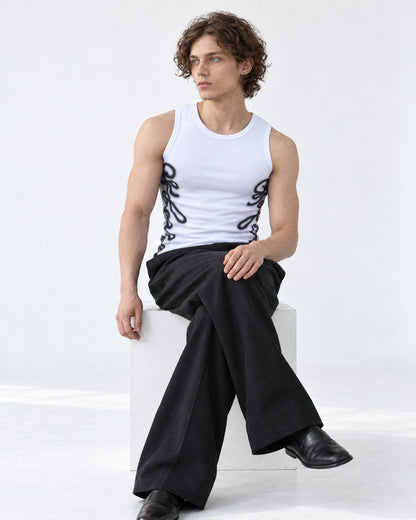 Ribbed Tank with Script Print