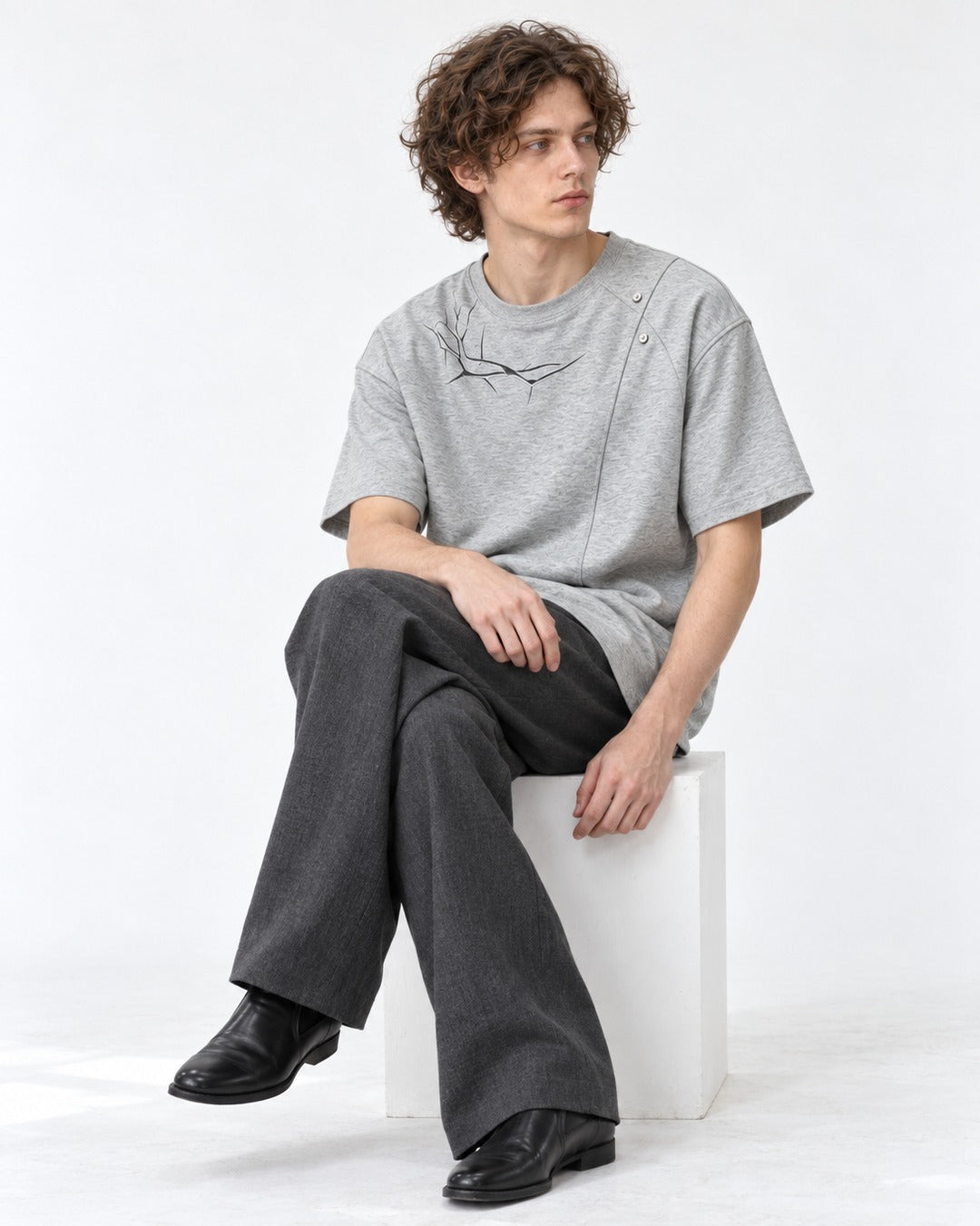 Tee with Barbed-Wire Embroidery