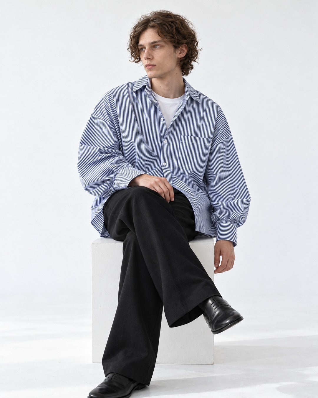 Striped Drop-Shoulder Oversized Shirt