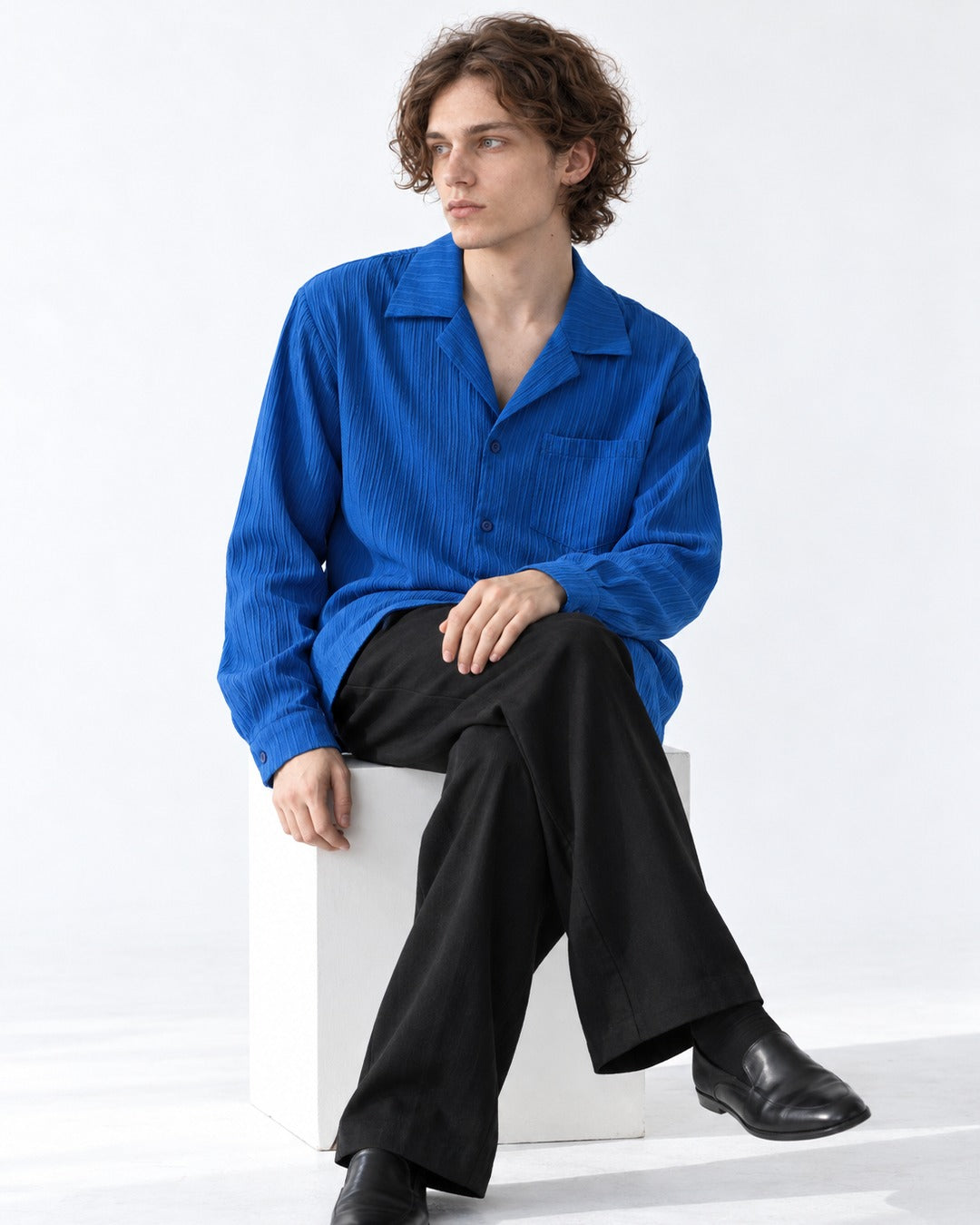 Textured Camp Collar Shirt
