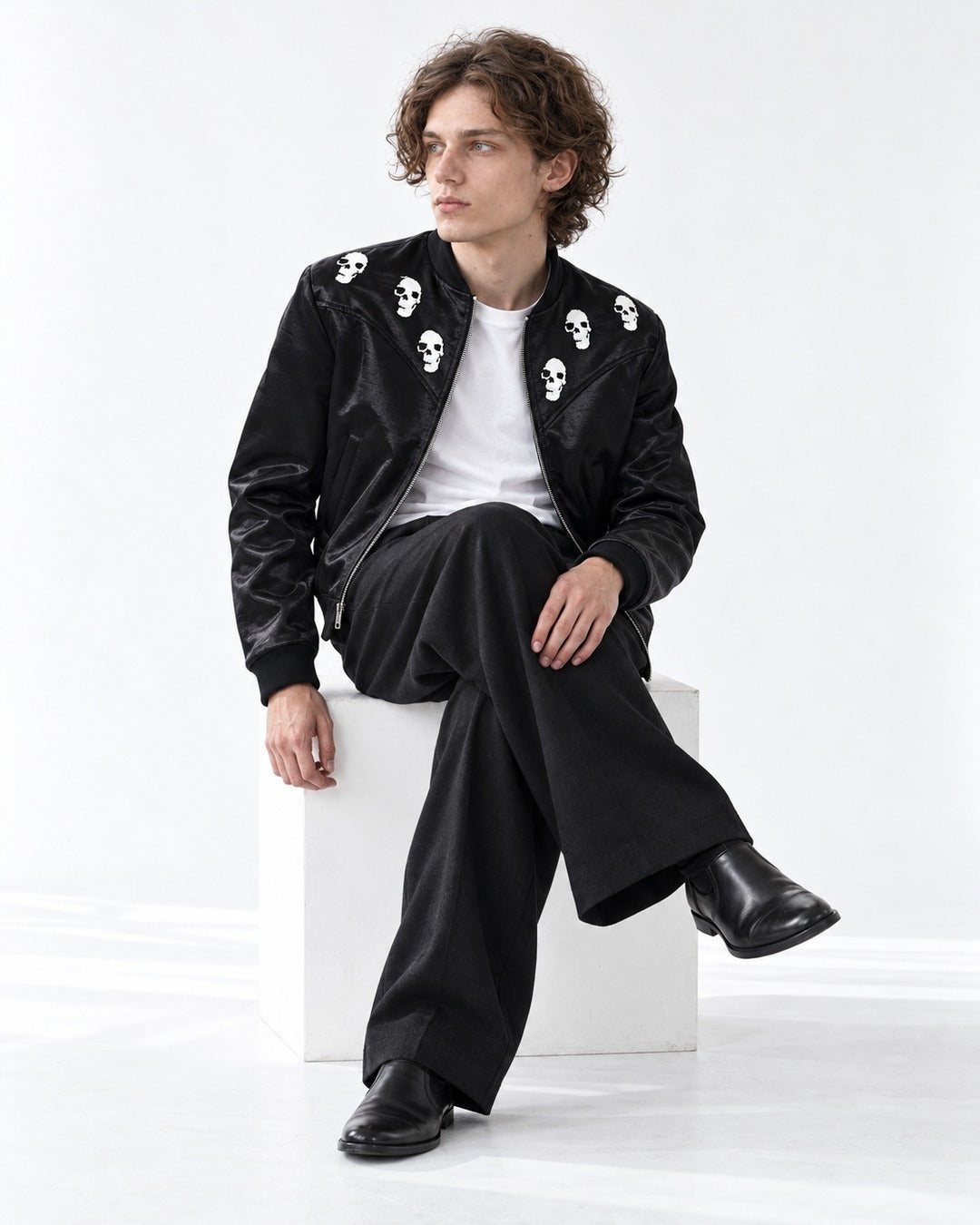 Skull Embroidered Short Jacket