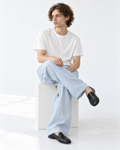 Striped Drawstring Wide Pants