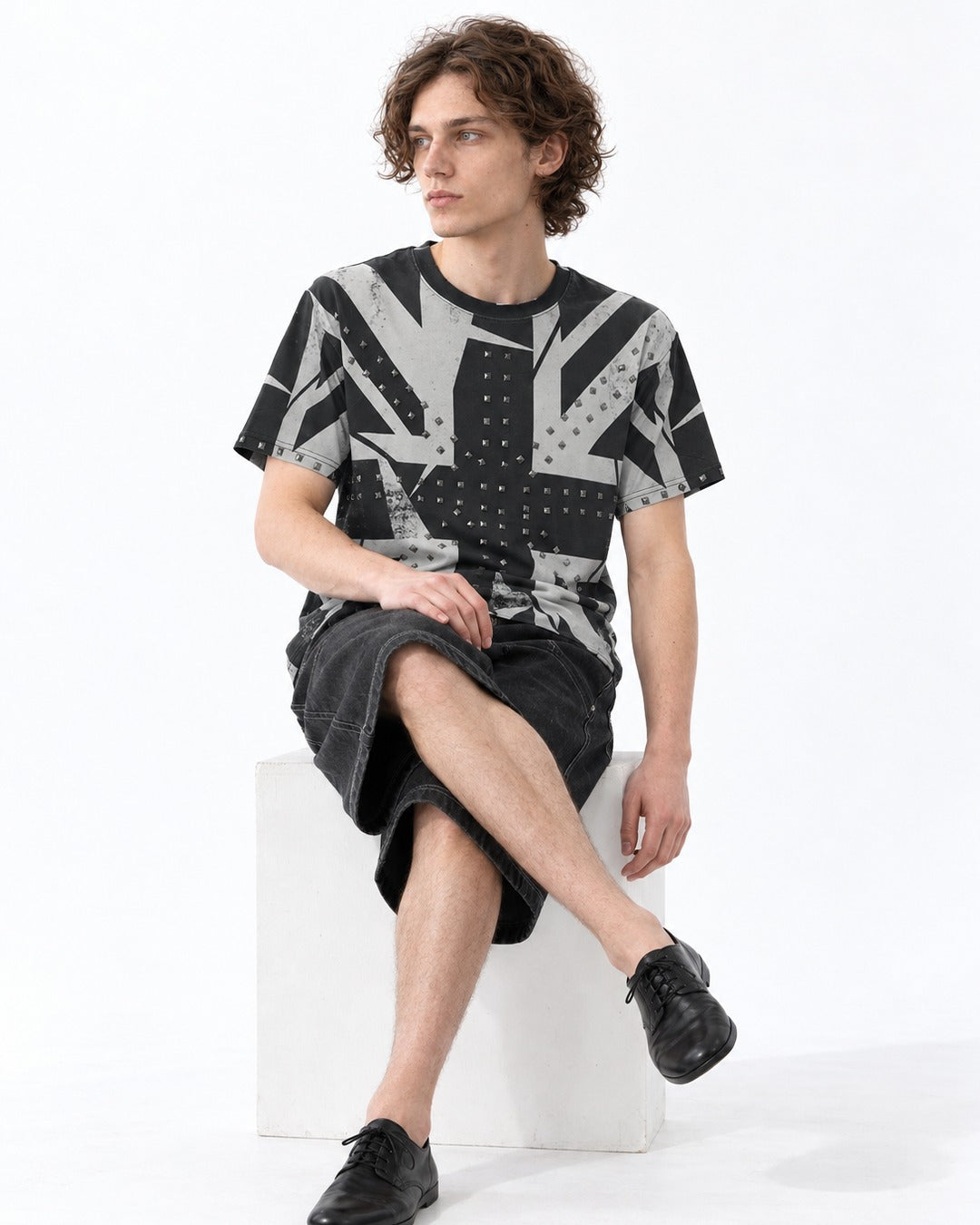 Union Jack Print Stud T-Shirt