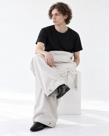 Wide-Leg Cargo Bib Pants