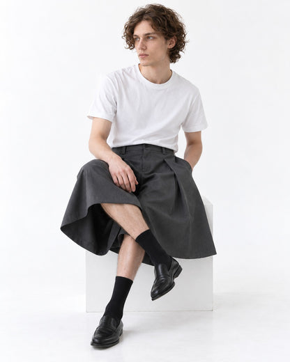 Deep Pleat Flared Cropped Trousers