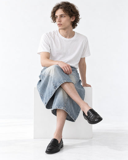 Curved Panel Cropped Denim Pants