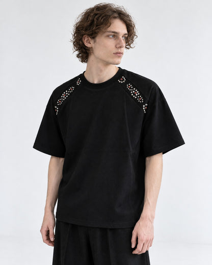 Stud and Gem Shoulder T-Shirt