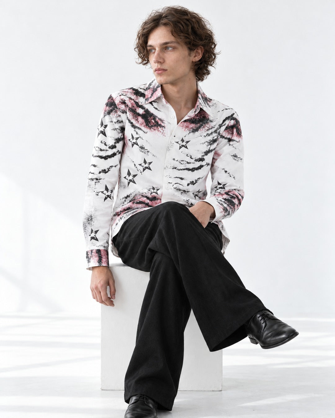 Zebra Star Print Long-Sleeve Shirt
