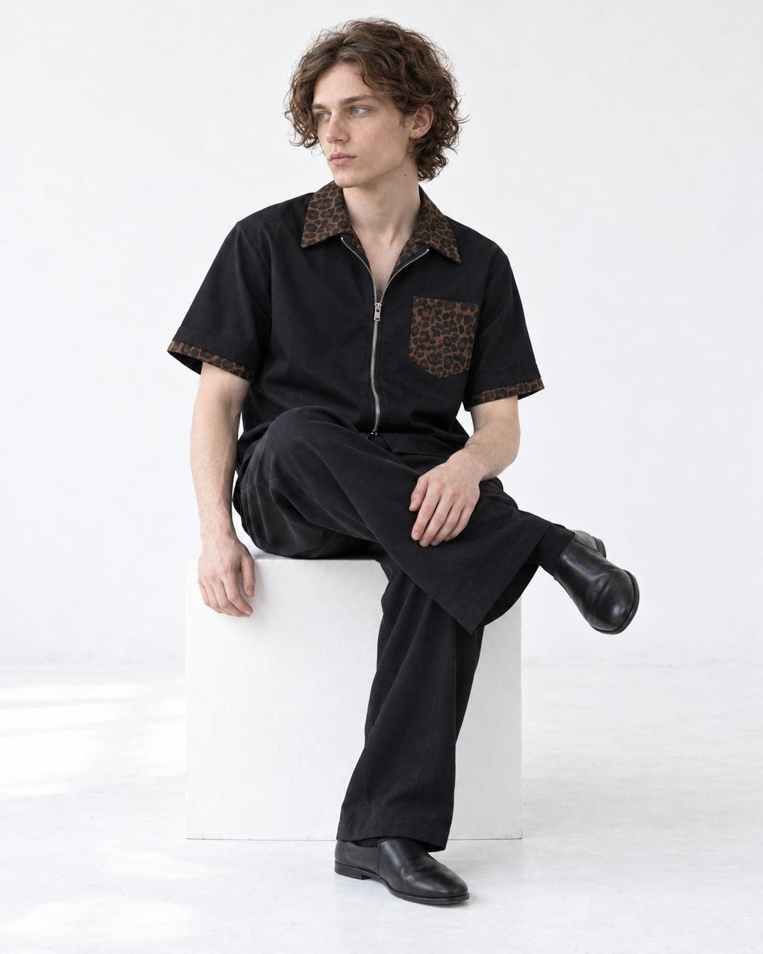 Leopard Pocket Zip Shirt