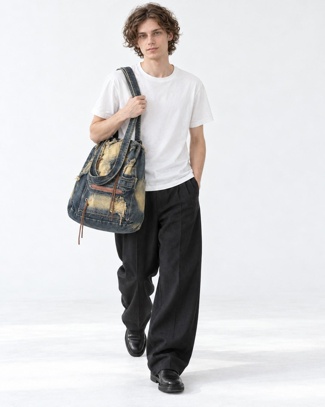 Distressed Patchwork Denim Tote