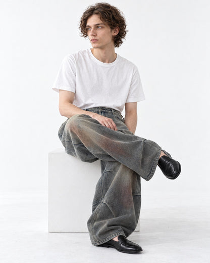 Rust Gradient Wide-Leg Denim Pants