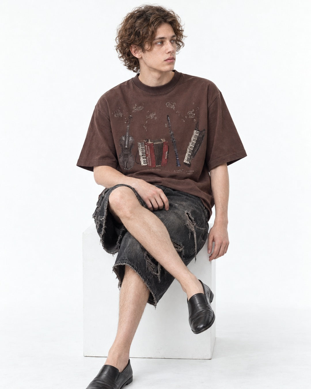 Instrument Print Spray-Dyed T-Shirt