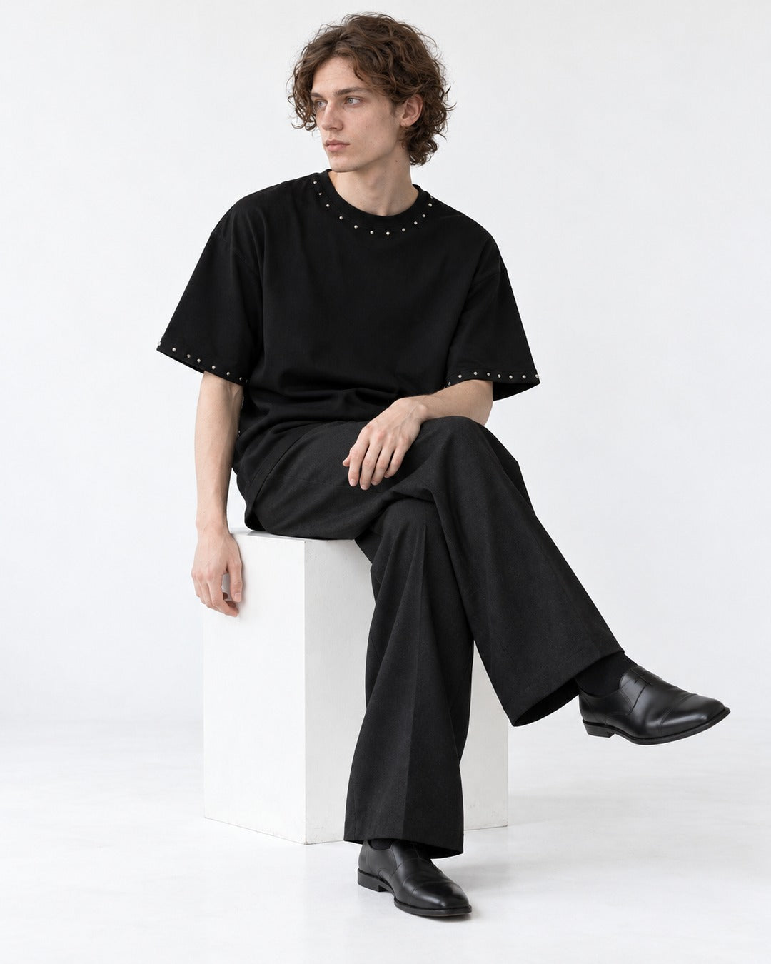 Metal Bead Trim T-Shirt