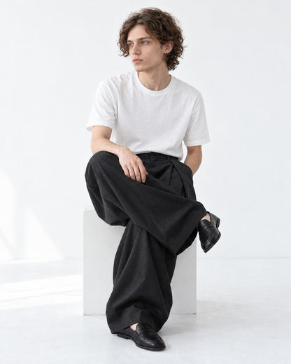 Deep-Pleat Wide Trousers